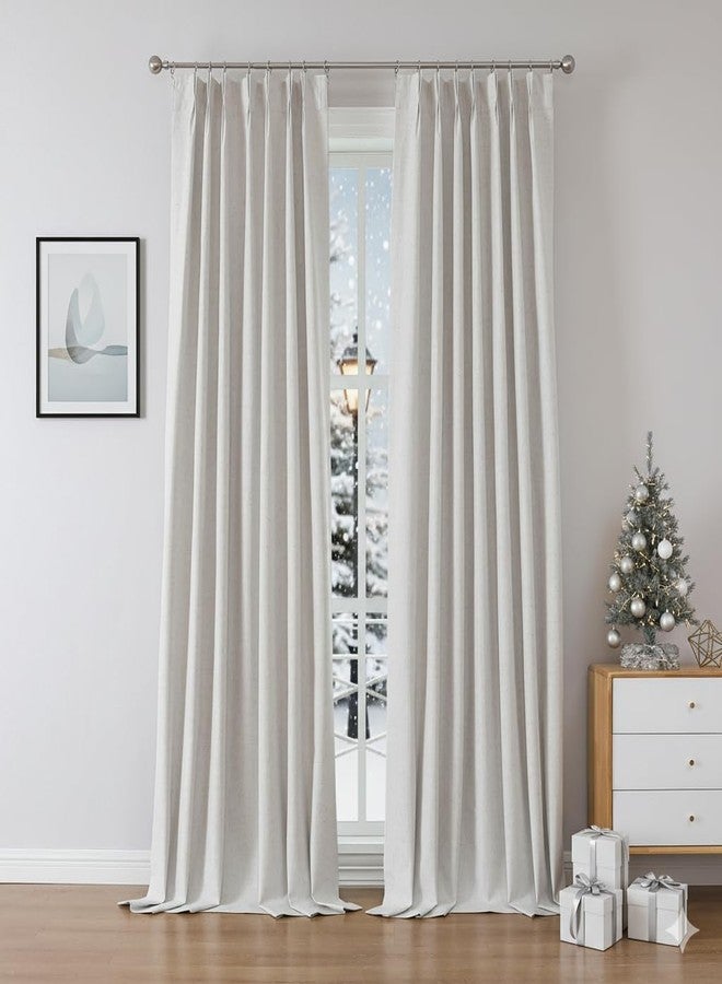 Kayne Studio Blackout Pinch Pleated Curtains,95 Inches Long Linen Blended Pinch Pleat Drapes for Living Room,Thermal Insulated Window Curtains,Back Tab with 9 Hooks (Natural Beige,40" x 95",1panel) - Image 1